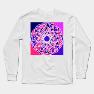 Square geometric ornament with repeated shapes in random bright neon colors Long Sleeve T-Shirt